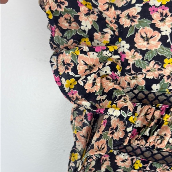 Lane Bryant Woven & Knit Ruffle Floral Multicoloured Cap Sleeve Top Size 20 - Picture 5 of 11